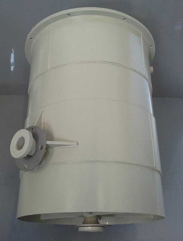 Polypropylene buffer vessel for powder